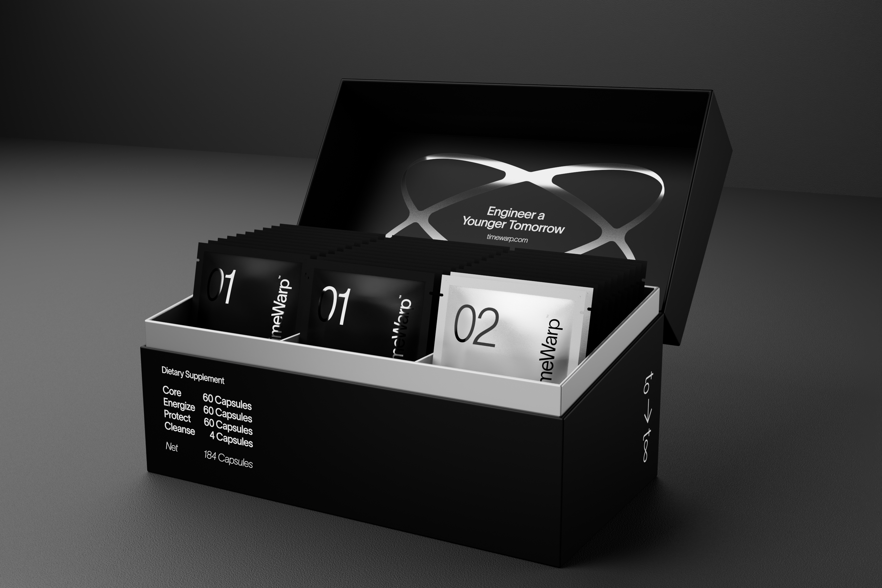 TimeWarp Protocol 01 daily sachets and monthly Senolytic Cleanse